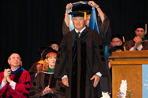 Dr. Cenedella receives an honorary degree at ATSU-KCOM’s 179th Commencement Ceremony.