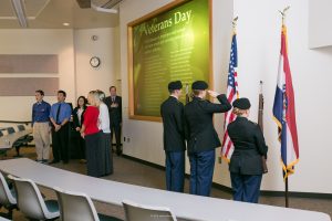 The Missouri campus Veterans Day ceremony was held in McCreight Classroom.